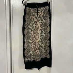 H&M high waist pants. Black cream print